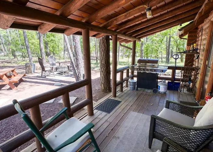 Holiday home Charming Log In Tall Pines With Fire Pit Near Trails &